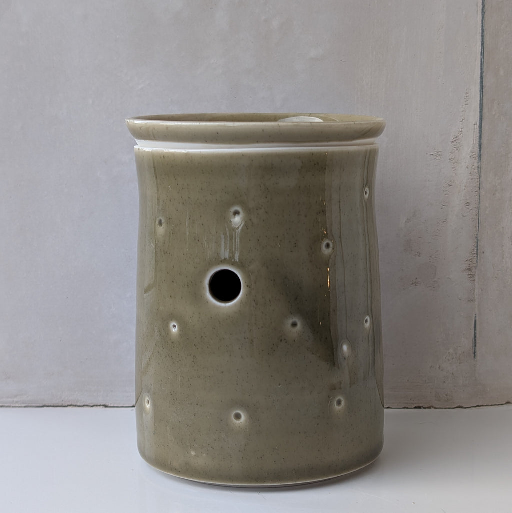 Christmas wax melter with pinholes - dark sage