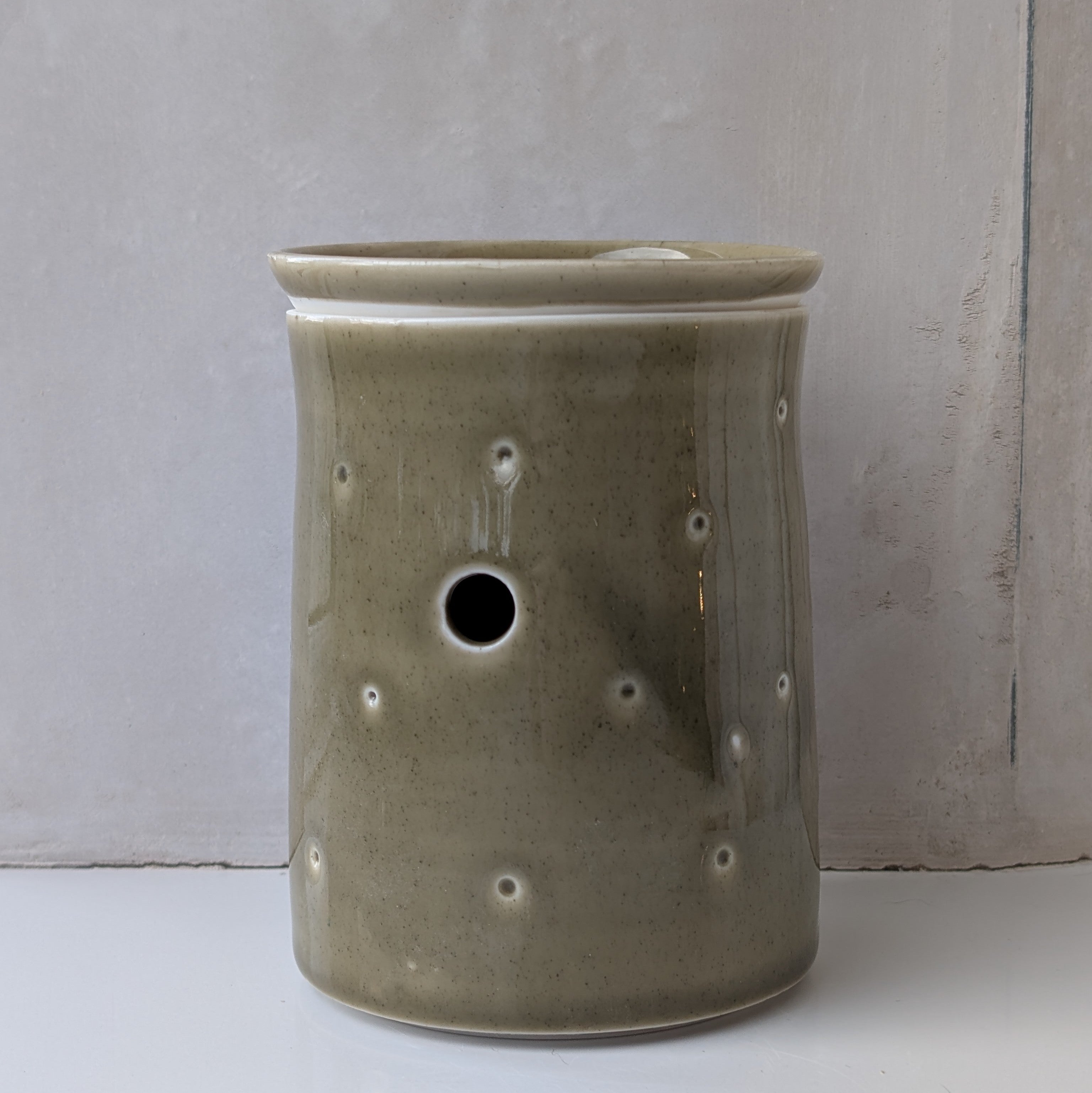 Christmas wax melter with pinholes - dark sage