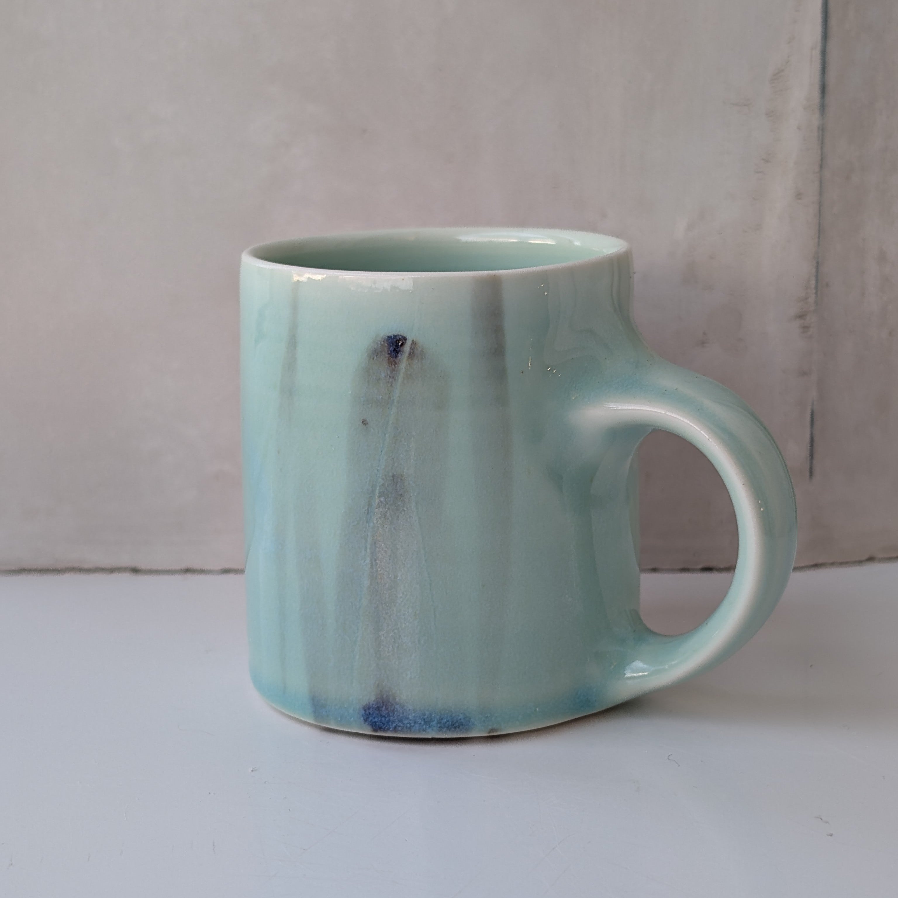 Small mug with minimal brush strokes - aqua