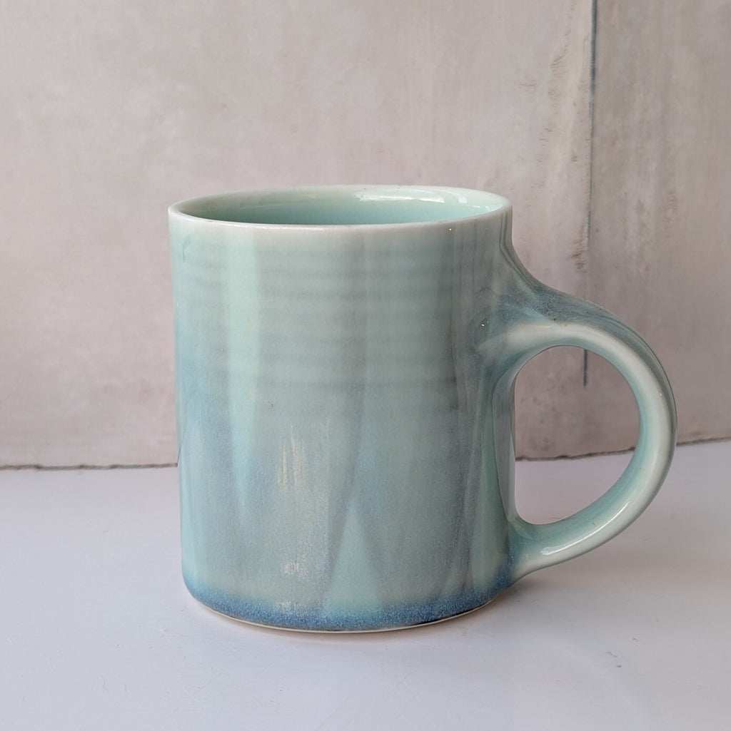 Small mug with muted brush strokes - aqua