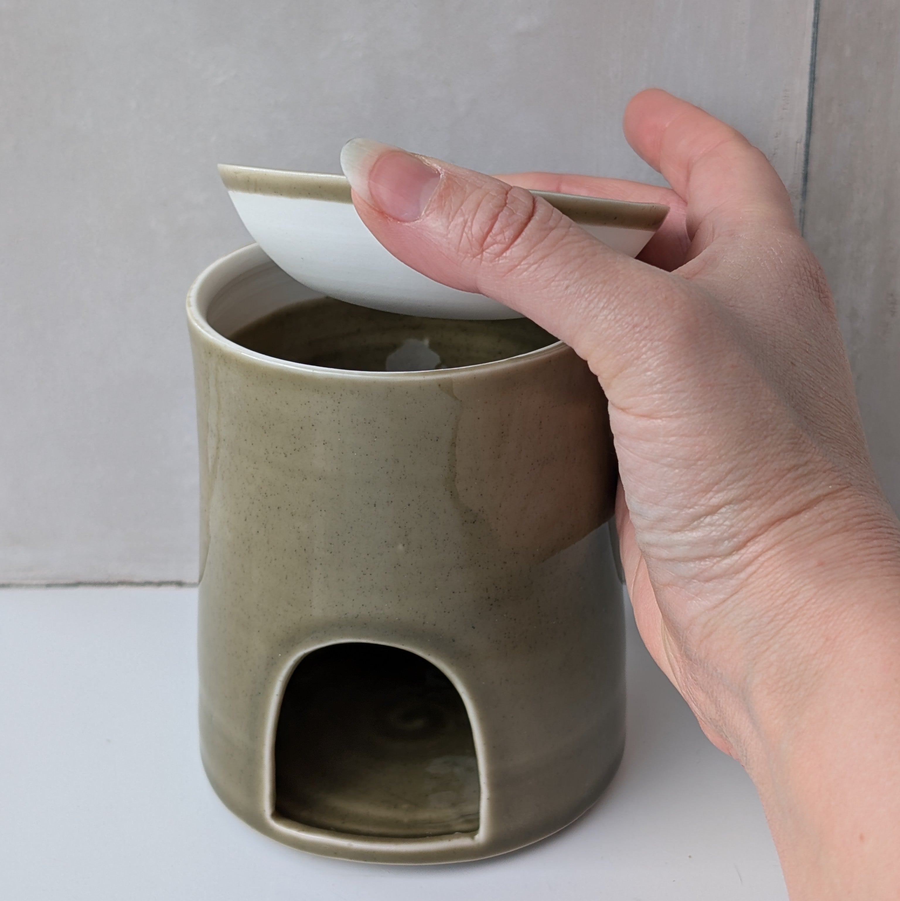 Christmas wax melter - dark sage