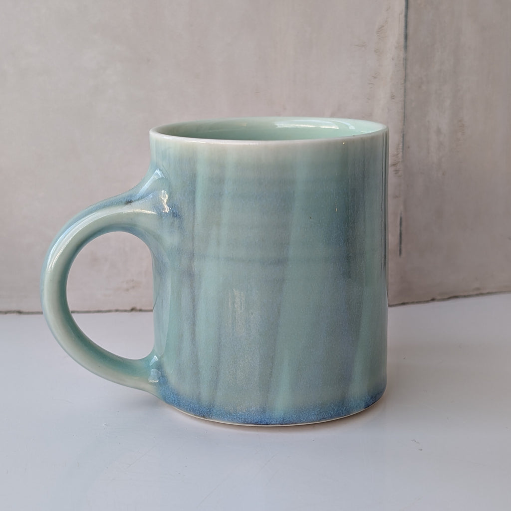 Small mug with muted brush strokes - aqua
