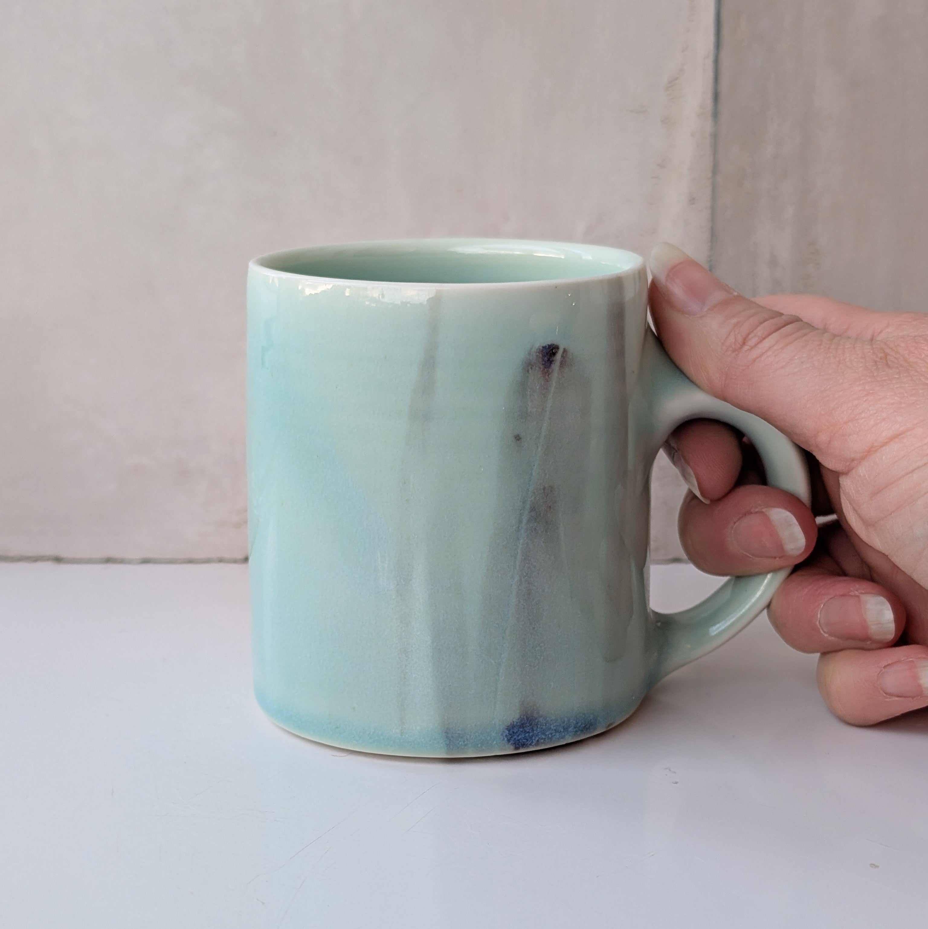 Small mug with minimal brush strokes - aqua